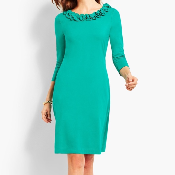 Talbots Ruffle Jersey Shift Dress - Picture 1 of 6